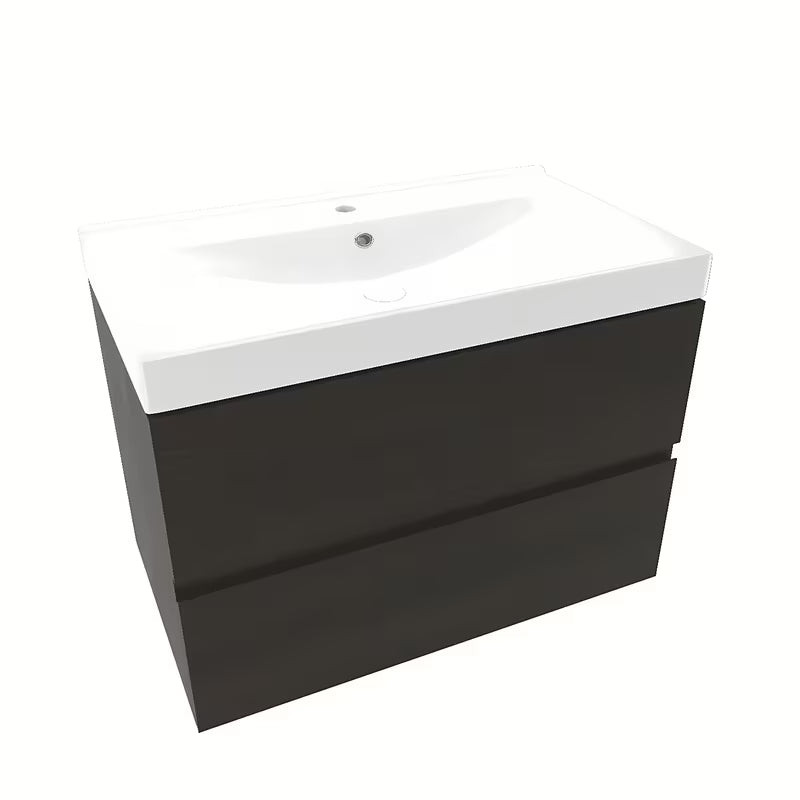 Viseča kopalniška omarica Naturel Verona s keramičkim umivaonikom u dekoru tamnog drva