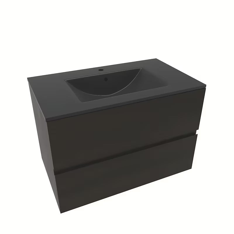 Viseča kopalniška omarica Naturel Verona s keramičkim umivaonikom u dekoru tamnog drva