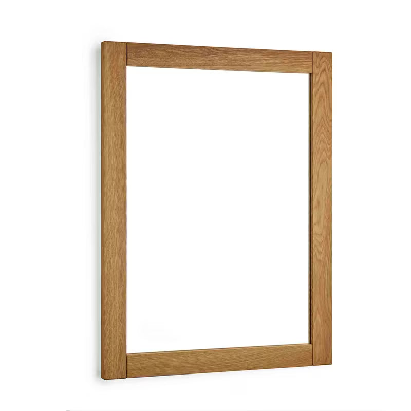 Ogledalo Naturel Wood v masivnem hrastovem okvirju dimenzije 60x80 cm v dekorju hrasta.