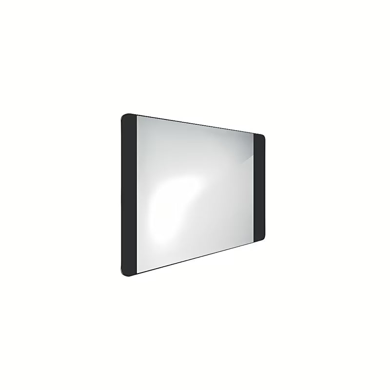 Črno kopalniško LED ogledalo Naturel 80x60 cm z indirektno osvetlitvijo v mat aluminijastem okvirju