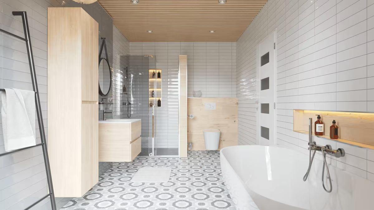 Okruglo viseče ogledalo Naturel promjera 50 cm s crnim kožnim remenom i metalnom kukom.