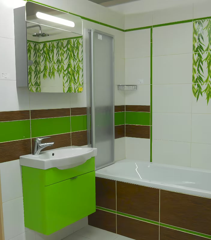 Sivo-srebrna omarica z ogledalom Naturel 60x65 cm z LED osvetlitvijo i s jednim vratima lijevo.