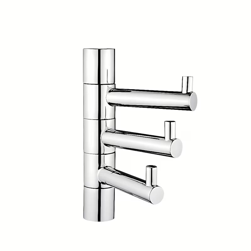 Kromirani trostruki vrtljiv kavelj Nimco Bormo za kupaonicu jednostavnog dizajna.