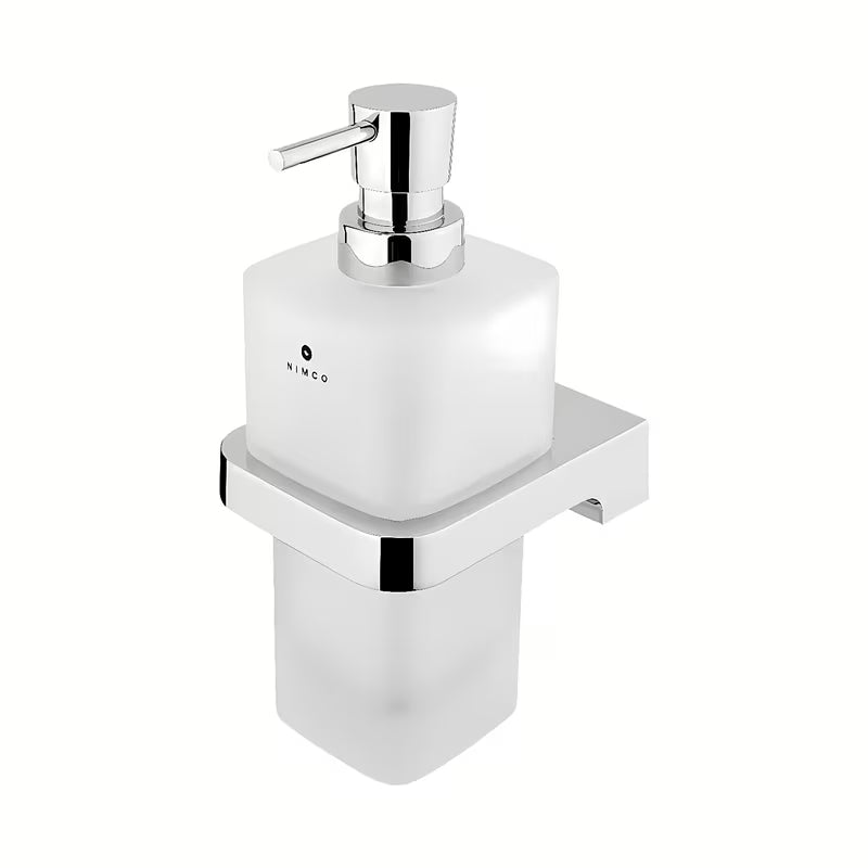 Kromirani dozator tekućeg sapuna Nimco Maya s posudom od matiranog stakla, zapremine 250 ml.
