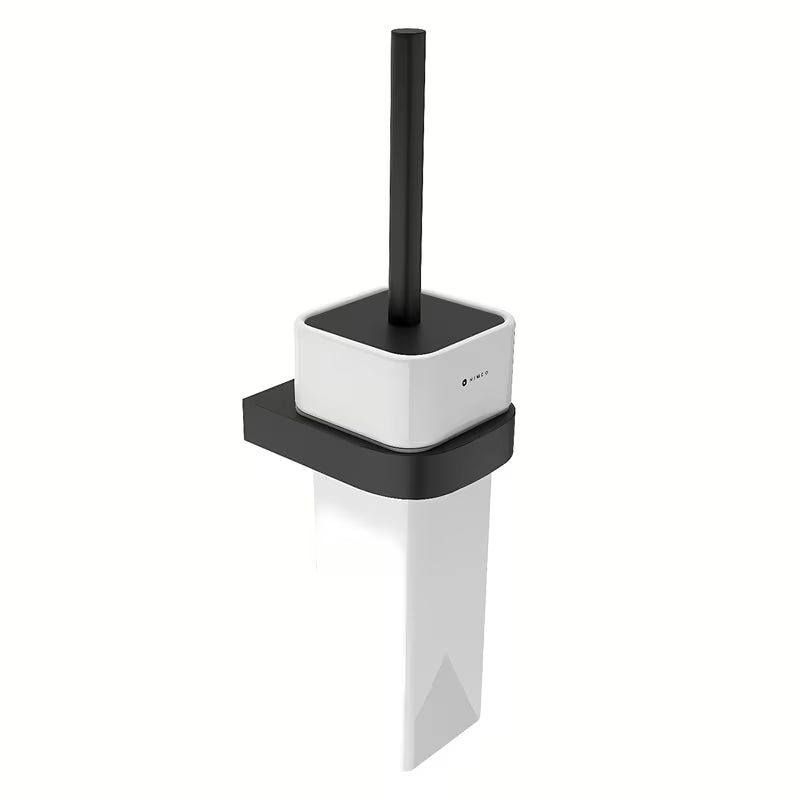 Črna WC ščetka Nimco Nikau s keramično posodico