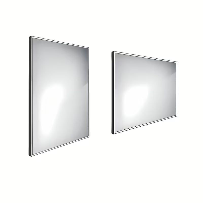 Nimco z osvetlitvijo LED ogledalo 60x80 cm v črni izvedbi z osvetlitvijo po obodu