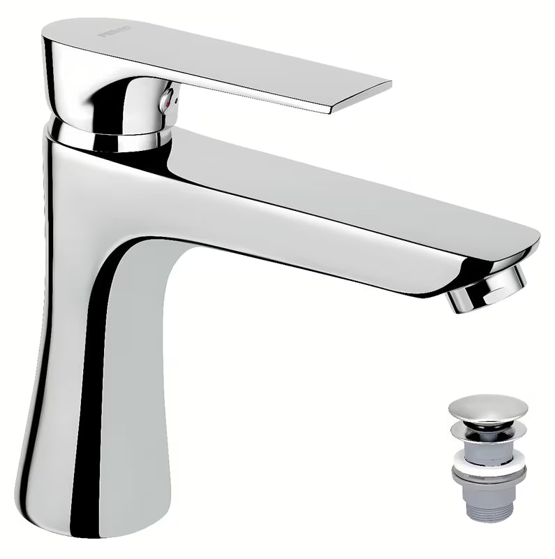 Krom enoročna stoječa armatura za umivalnik Novaservis Algeo Square s click-clack-odtokom