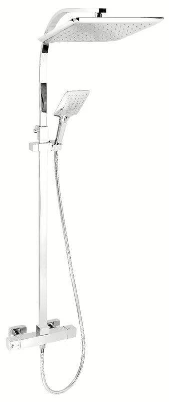 Novaservis Aquasave tušni sistem v kromu s termostatsko armaturo, z nadglavno prho 280x280 mm in ročno prho.
