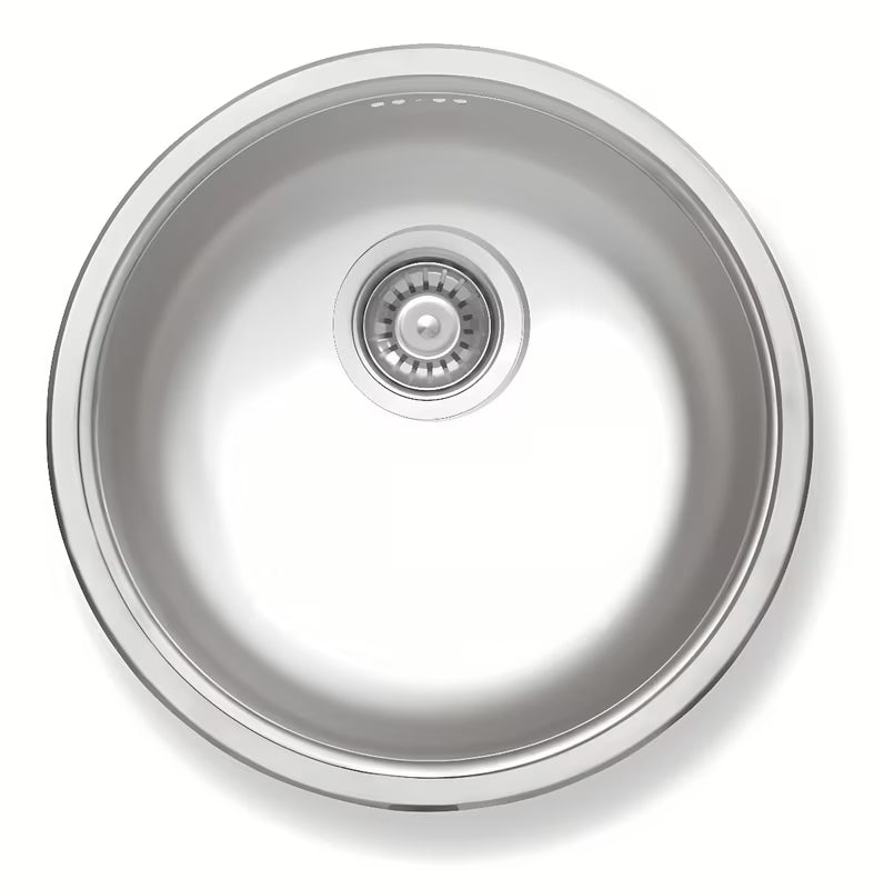 Okrogel pomivalno korito Novaservis od nehrđajućeg čelika za delovni pult s preljevom, promjer 43 cm