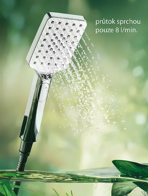 Novaservis Metalia 54 tušni sistem s termostatsko armaturo u krom izvedbi s nadglavnim tušem 300x200 mm