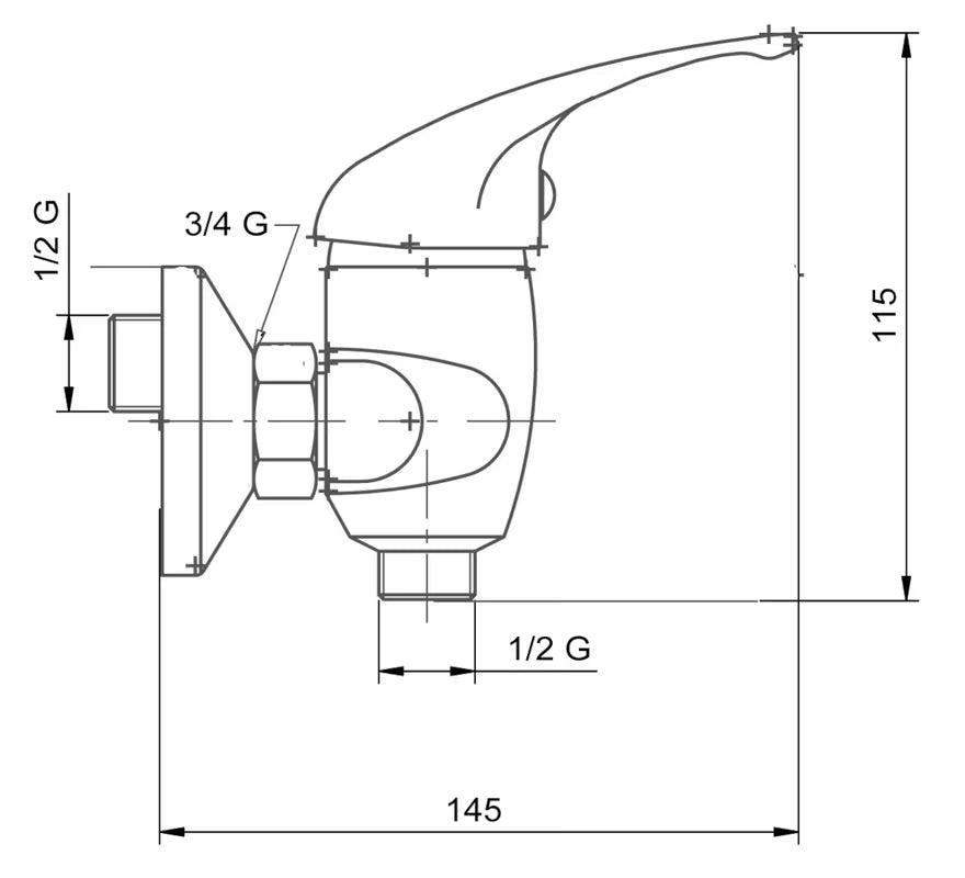 Stenska enoročna armatura za tuš Novaservis Metalia 55 u kromu s tuš setom