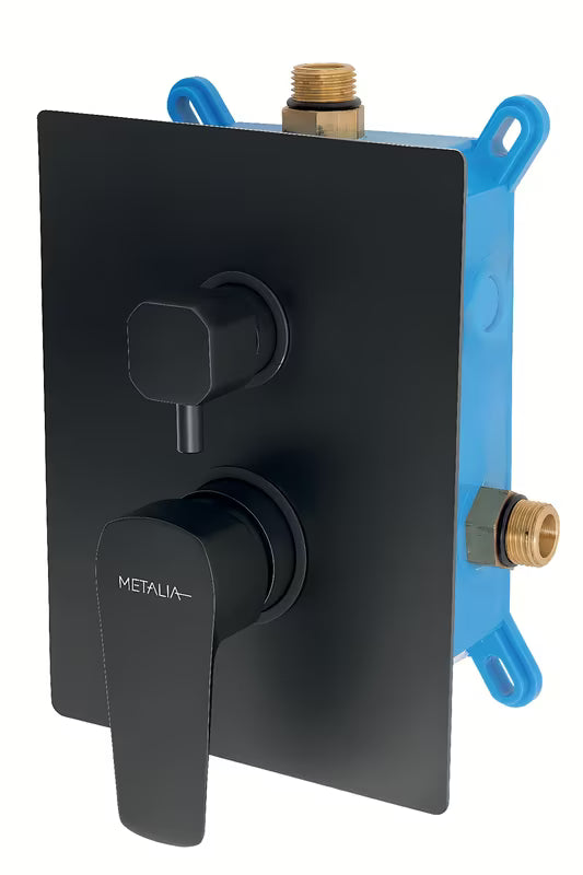 Novaservis Metalia 58 podometna tuš i armatura za kad u crnoj boji s mat površinom