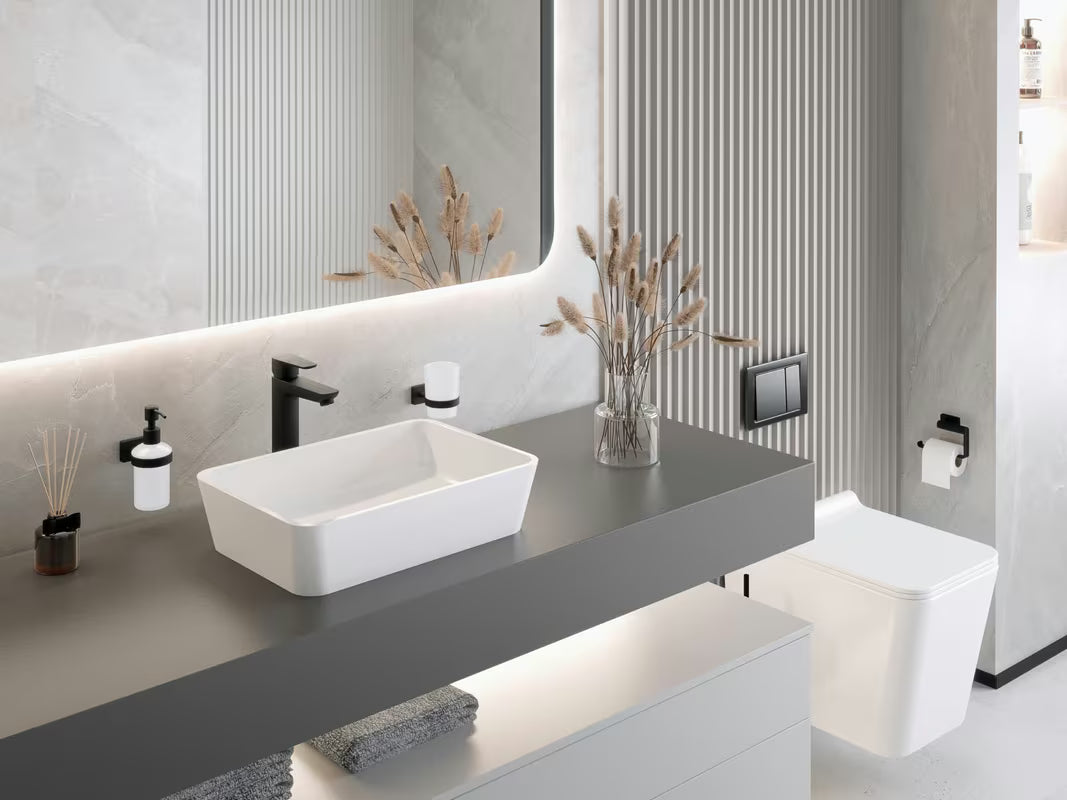 Crna enoročna stoječa armatura za umivalnik Novaservis Metalia 58 s mat površinom brez odtoka