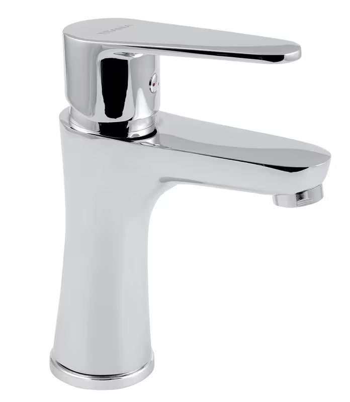 Enoročna stoječa armatura za umivalnik Novaservis Titania Fresh Eco v sijajnem kromu brez odtoka.