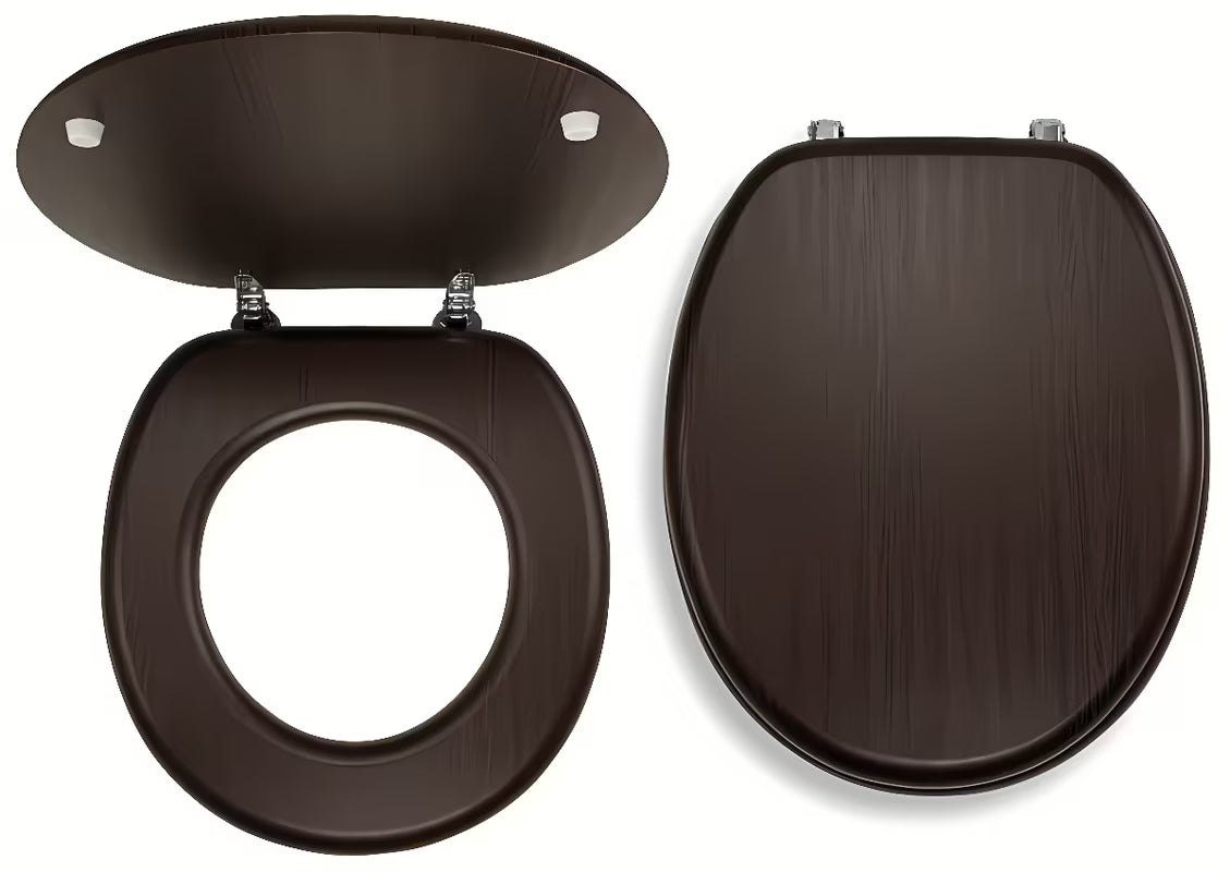 WC deska Novaservis iz MDF v dekorju wenge s kromiranimi medeninastimi ročaji