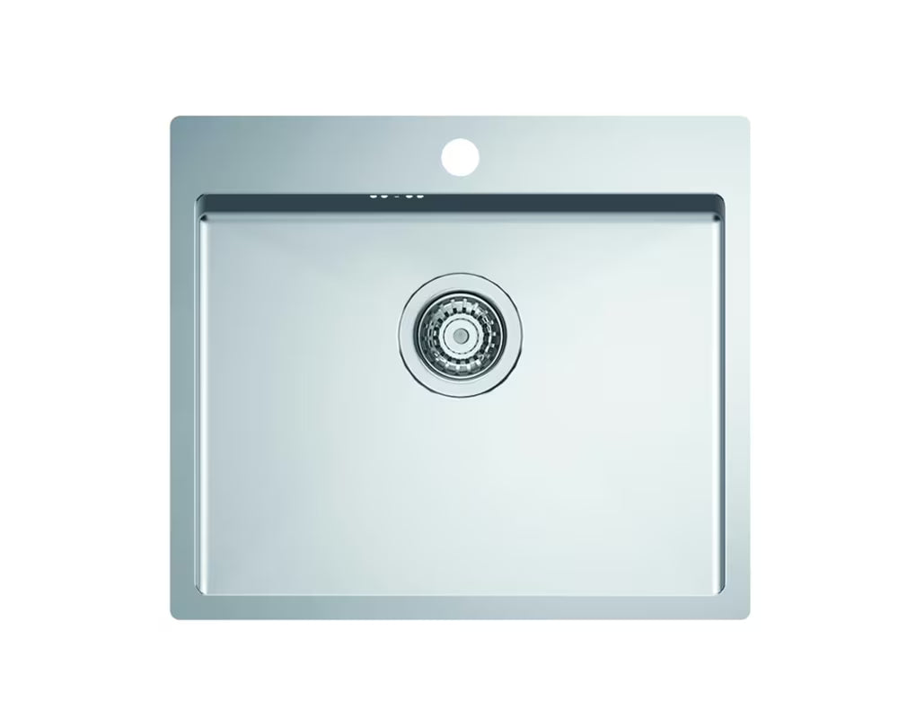 Inox kuhinjski enojno korito Optima Carlos pro gornja ugradnja za delovni pult, 550 x 480 mm.