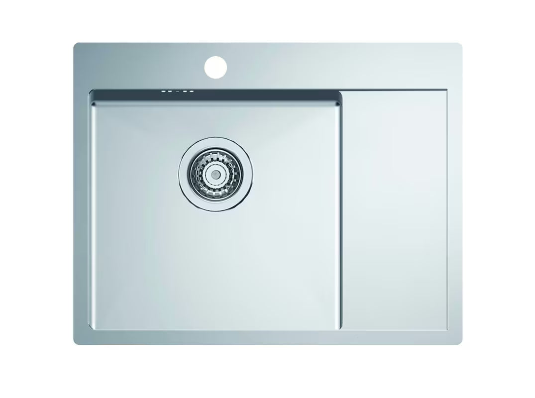 Optima Carlos inox kuhinjski enojno korito s ocjeđivačem, gornja ugradnja, sjajni saten, korito lijevo