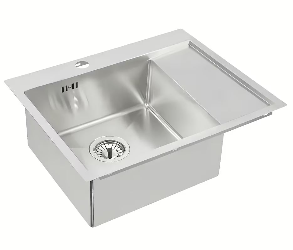 Optima Carlos inox kuhinjski enojno korito s ocjeđivačem, gornja ugradnja, sjajni saten, korito lijevo