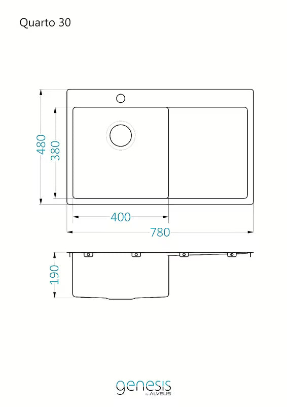 Inox kuhinjski enojno korito Optima Carlos s ocjeđivačem pro za gornju ugradnju za delovni pult