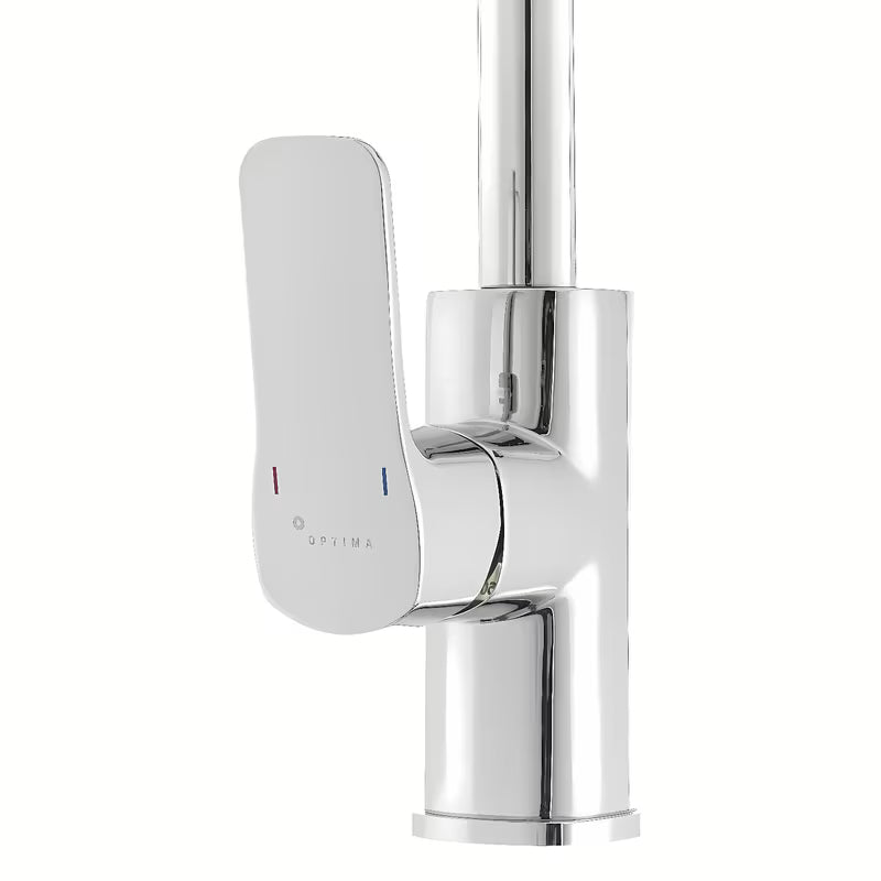 Kromirana enoročna stoječa armatura za pomivalno korito Optima Cube Way sa zakretnim izljevom