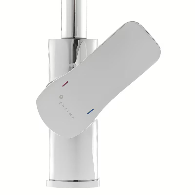 Kromirana enoročna stoječa armatura za pomivalno korito Optima Cube Way sa zakretnim izljevom