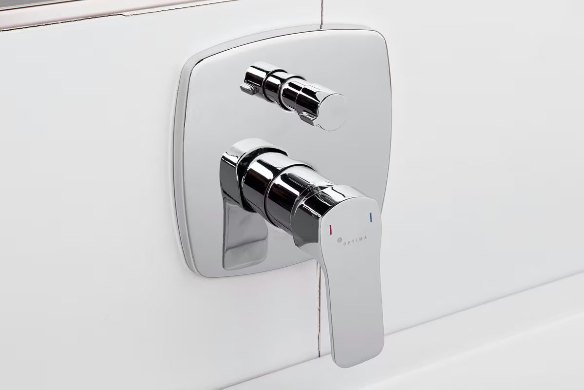 Optima Cube Way podometna za tuš i armatura za kad u krom izvedbi s ručicom