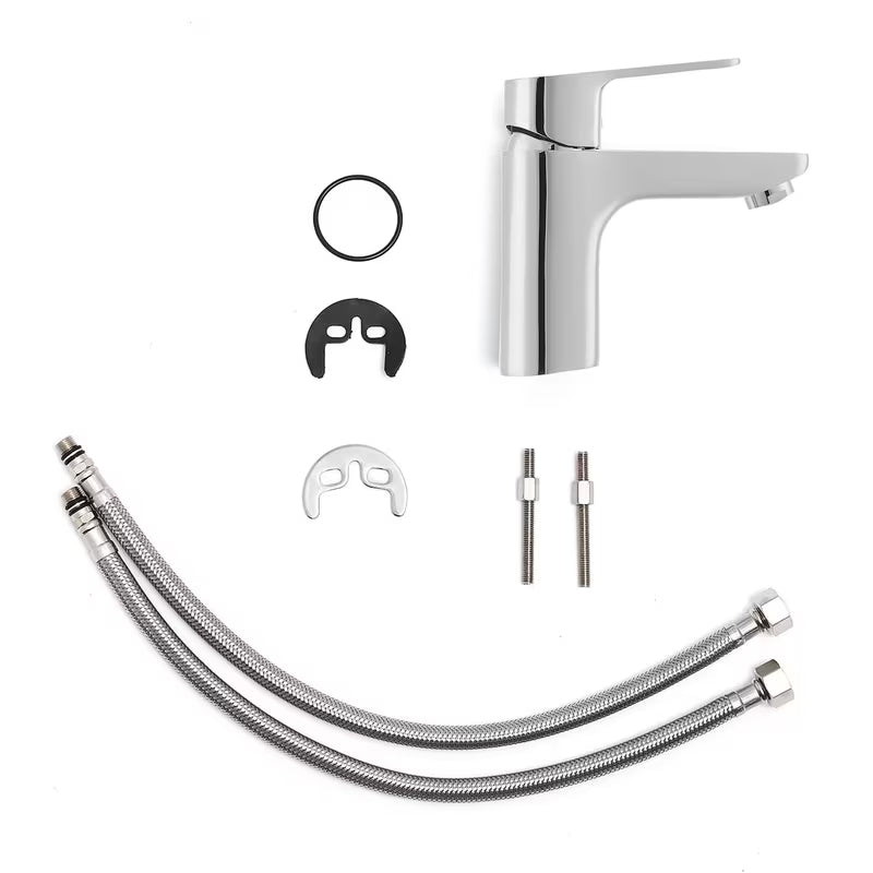 Kromirana armatura za umivalnik Optima Cube Way brez odtoka s keramičkom kartušom i fleksibilnim perlatorom.