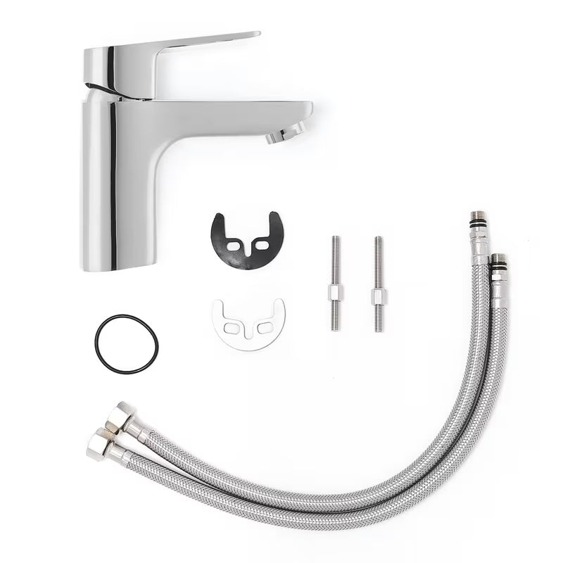 Kromirana enoročna stoječa armatura za umivalnik Optima Cube Way brez odtoka s višim izljevom