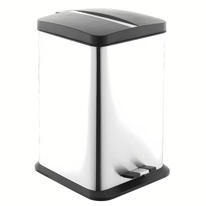 Nerjavno jeklen nožni koš za smeti Optima v mat izvedbi z odstranljivo posodo, oglat, 20 l.