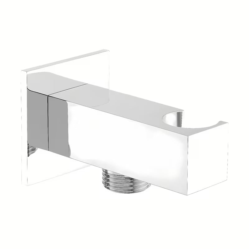 Kromirani priključek za tuš cev tuši s integriranim držačem, četvrtastog dizajna