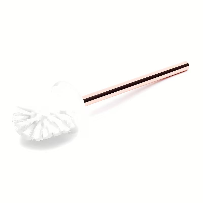 Samostoječi WC ščetka Optima Tera u dekoru light-limestone z držalom u boji rose gold.
