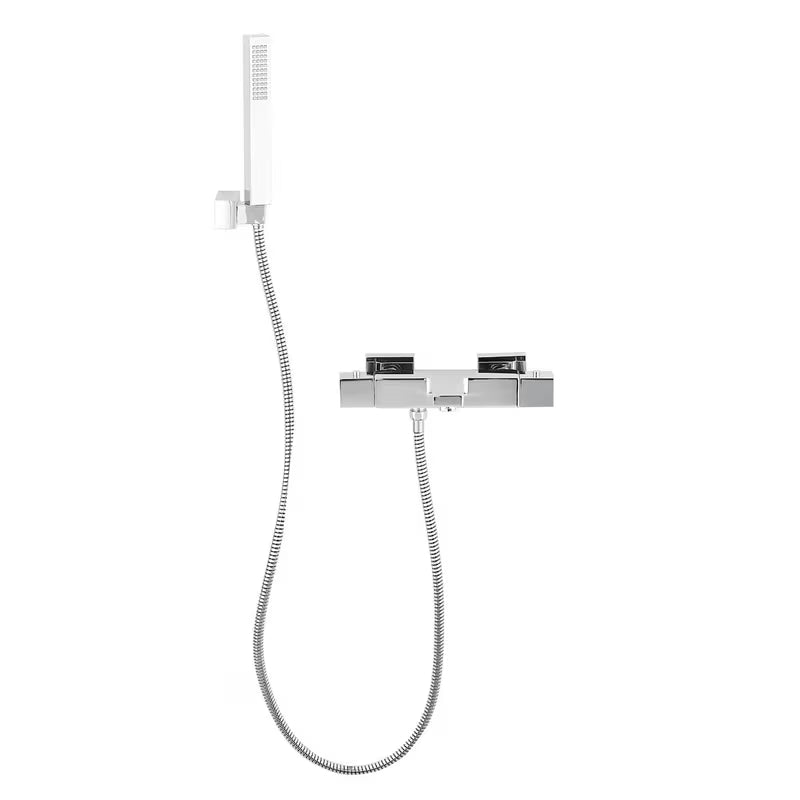 Optima Chrome termostatska armatura za kad u krom izvedbi s tuš setom četvrtastog dizajna