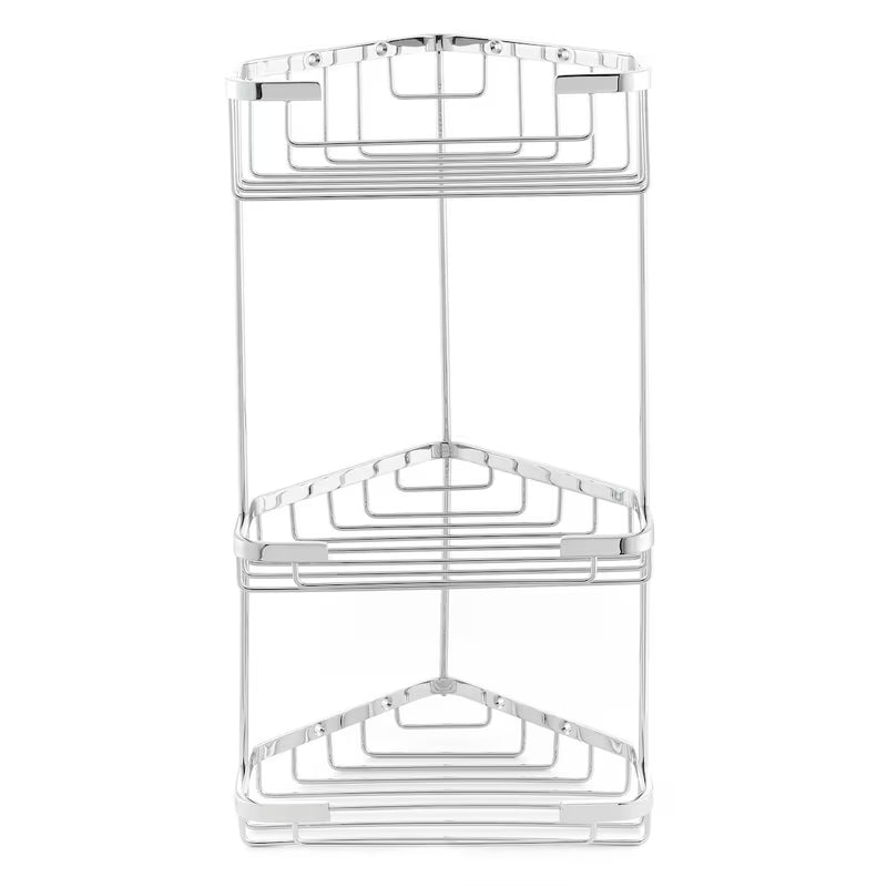 Kotna troetažna stenska polica Optima Wire program u izvedbi chrome