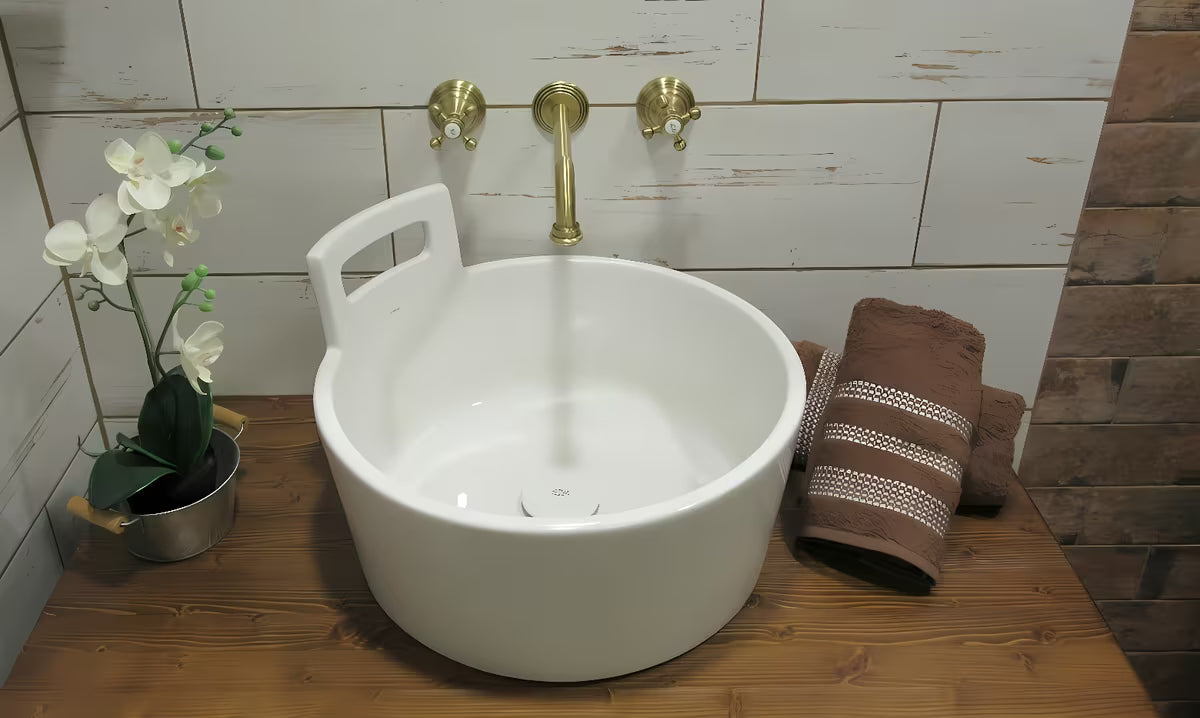 Paffoni Belinda podometna z dvema ročajema armatura za umivalnik u brončanoj izvedbi