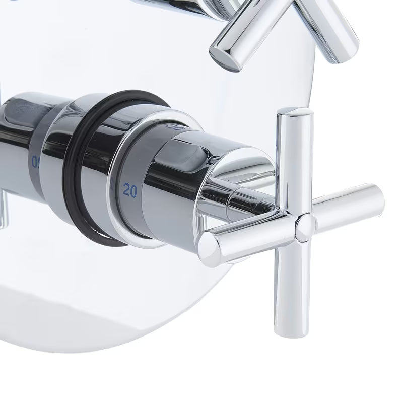 Paffoni Cruz podometna z dvema ročajema za tuš i armatura za kad s križnom ručkom u krom izvedbi