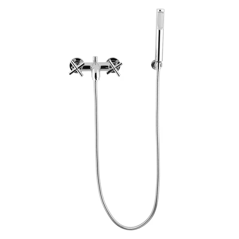 Paffoni Cruz z dvema ročajema stenska armatura za kad s tuš setom u krom izvedbi.