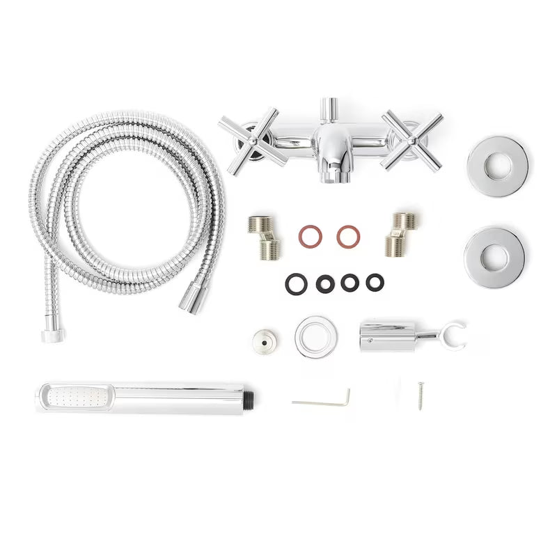 Paffoni Cruz z dvema ročajema stenska armatura za kad s tuš setom u krom izvedbi.