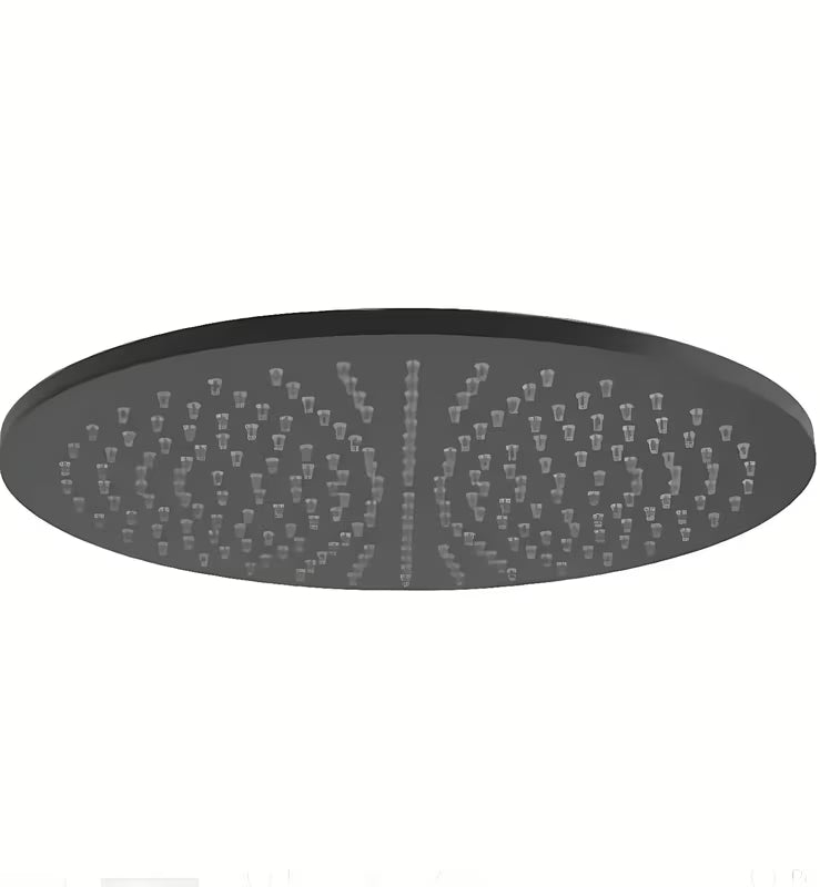 Nadglavna prha Paffoni 300 mm u brušenom crnom niklu sa zglobnim spojem i Anticalc obradom.