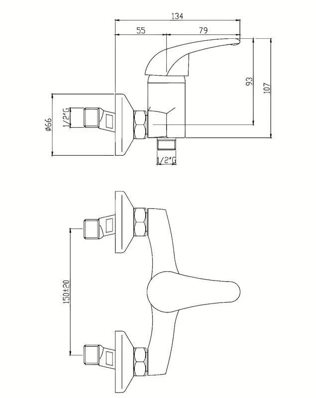 Stenska enoročna armatura za tuš Paffoni Laguna u krom izvedbi bez tuš seta.