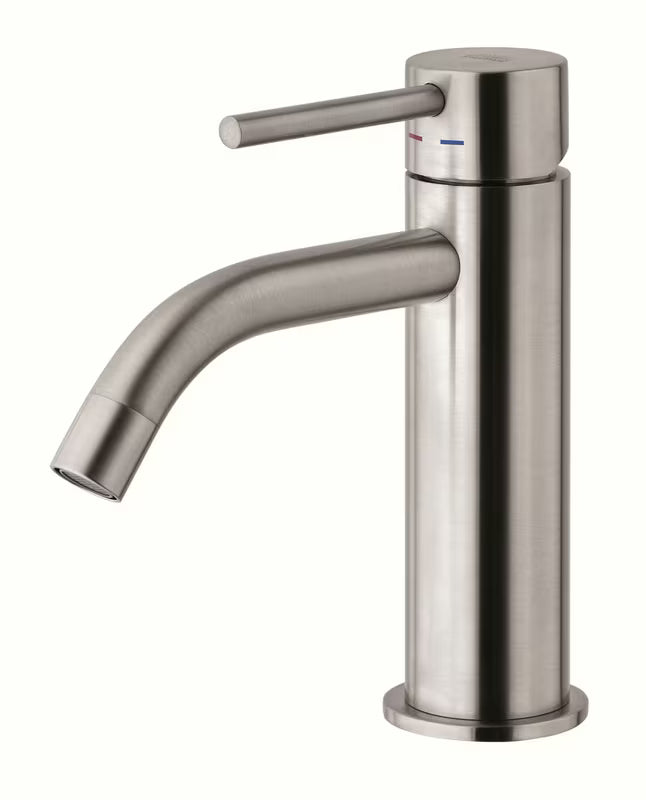 Enoročna stoječa armatura za umivalnik Paffoni Light v izvedbi iz nerjavečega jekla brez odtoka.