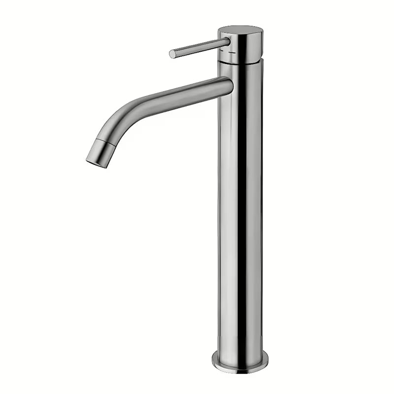 Visoka armatura za Umivalnik Paffoni Light v izvedbi steel, enoročna stoječa različica brez odtoka.