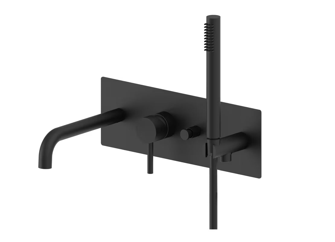 Paffoni Light podometna tuš i armatura za kad u crnoj mat izvedbi