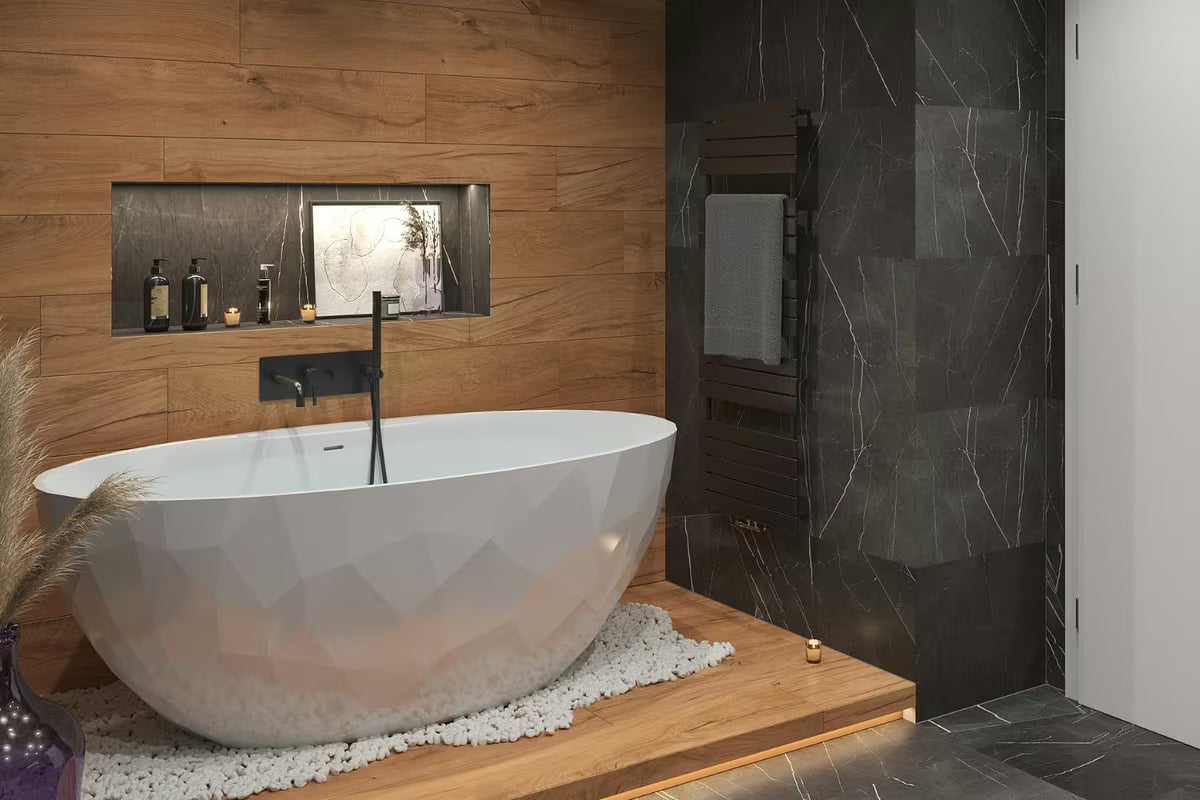 Paffoni Light podometna tuš i armatura za kad u crnoj mat izvedbi