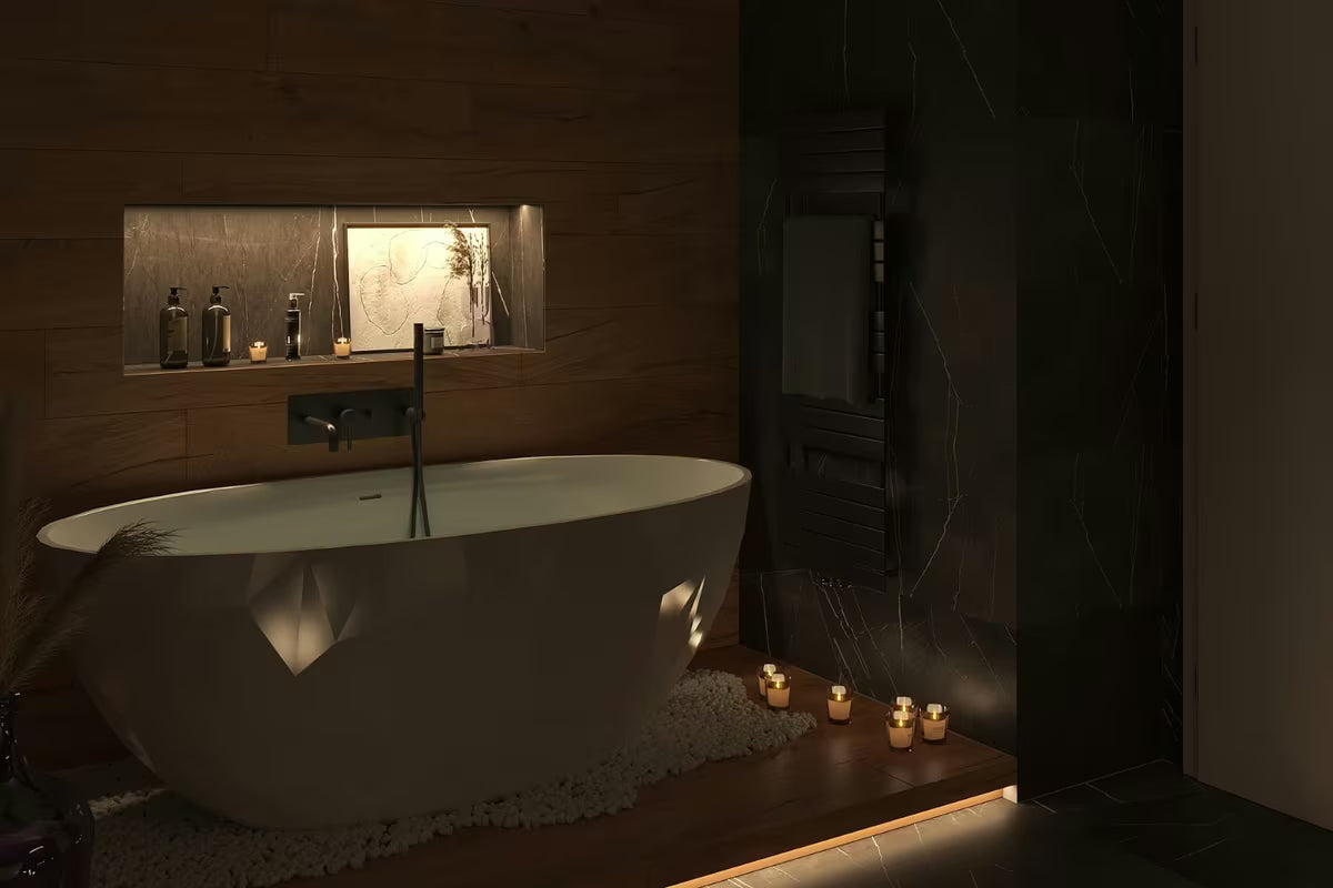 Paffoni Light podometna tuš i armatura za kad u crnoj mat izvedbi