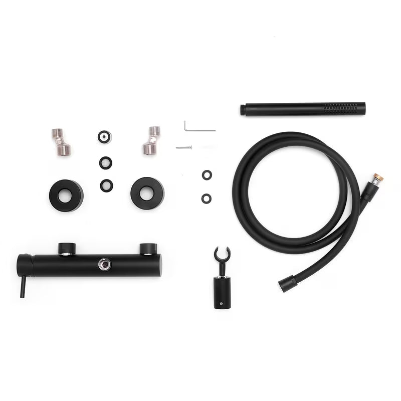 Stenska armatura za tuš Paffoni Light u mat crnoj boji s ručnim tušem i crijevom