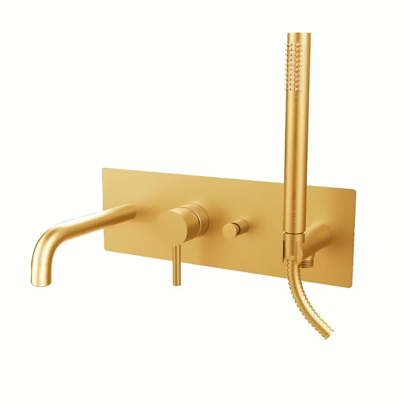 Paffoni Light podometna enoročna tuš i armatura za kad u izvedbi Cool Sunrise brushed s mat površinom.