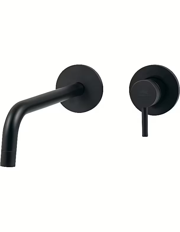 Podometna armatura za umivalnik Paffoni Light u mat crnoj izvedbi s ručicom.