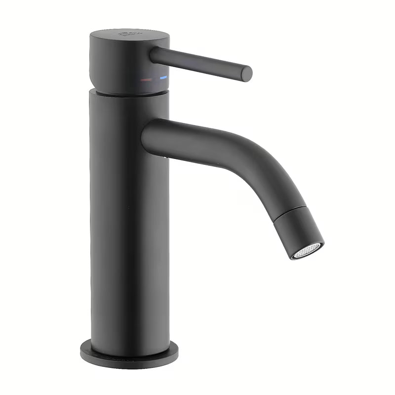 Enoročna stoječa armatura za umivalnik Paffoni Light u crnoj mat izvedbi brez odtoka.