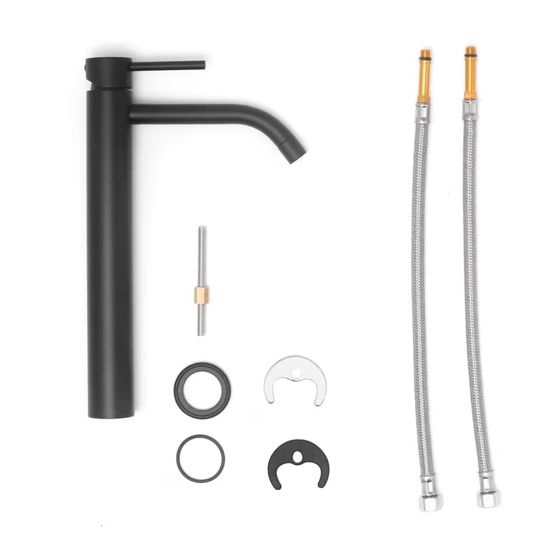 Paffoni Light visoka armatura za umivalnik u crnoj mat izvedbi brez odtoka