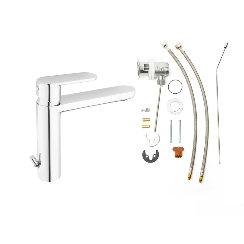 Kromirana enoročna stoječa armatura za umivalnik Paffoni Pavia z odtokom